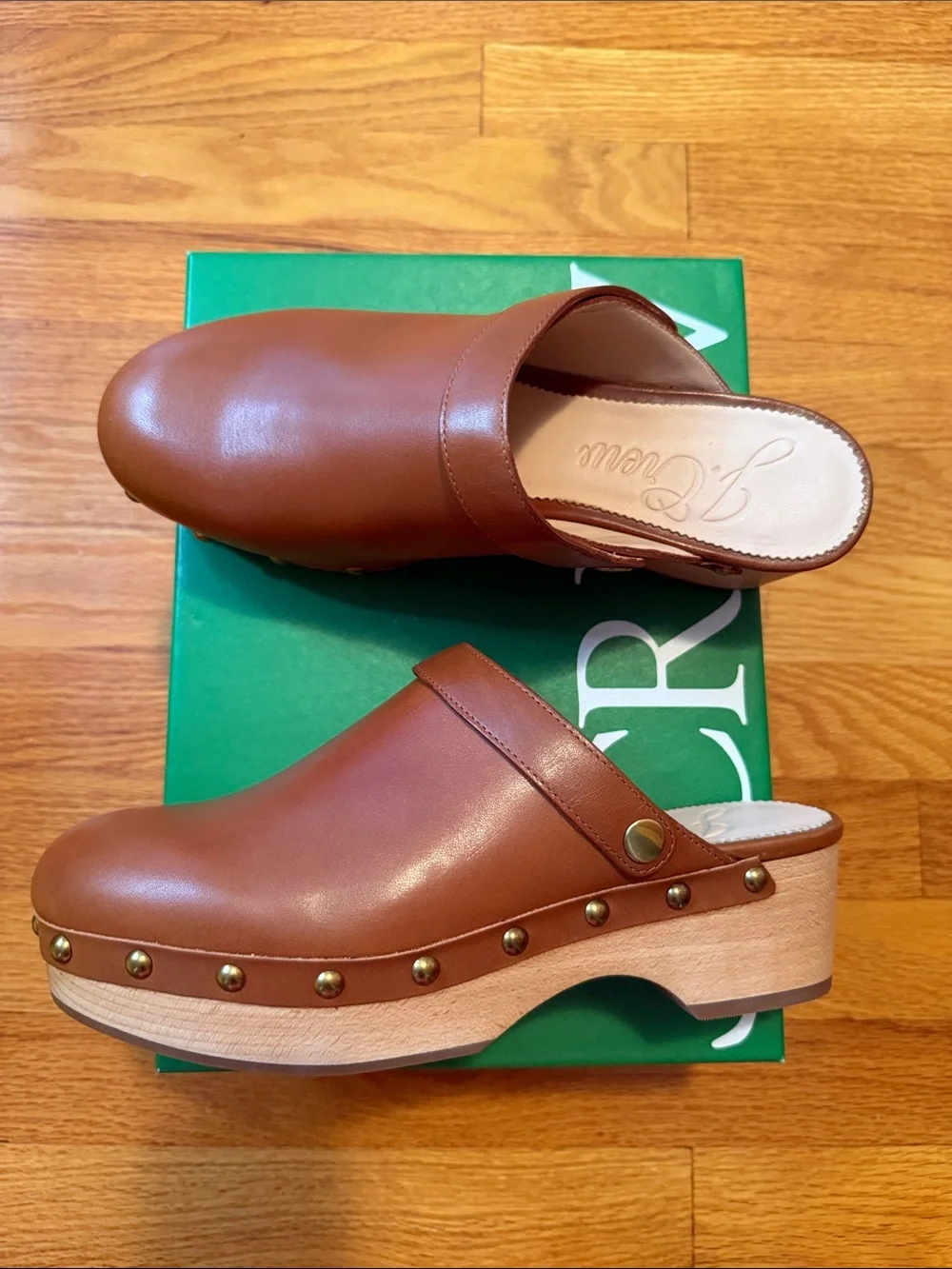 J. Crew Tan Leather Clog Mules